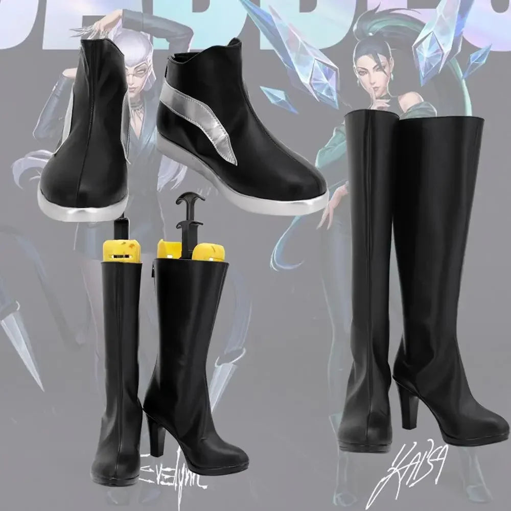 LOL KDA Group Evelynn Kaisa Akali Cosplay Boots Black Shoes