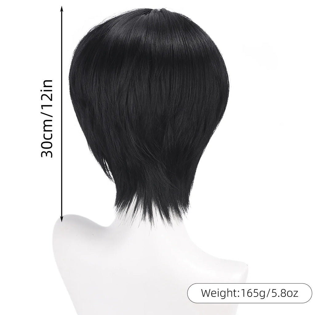 KPOP Demon Hunters Girl Group Cosplay Wig Jinu Qin Yu Scalp Version Sagittarius Boy Black Short Hair