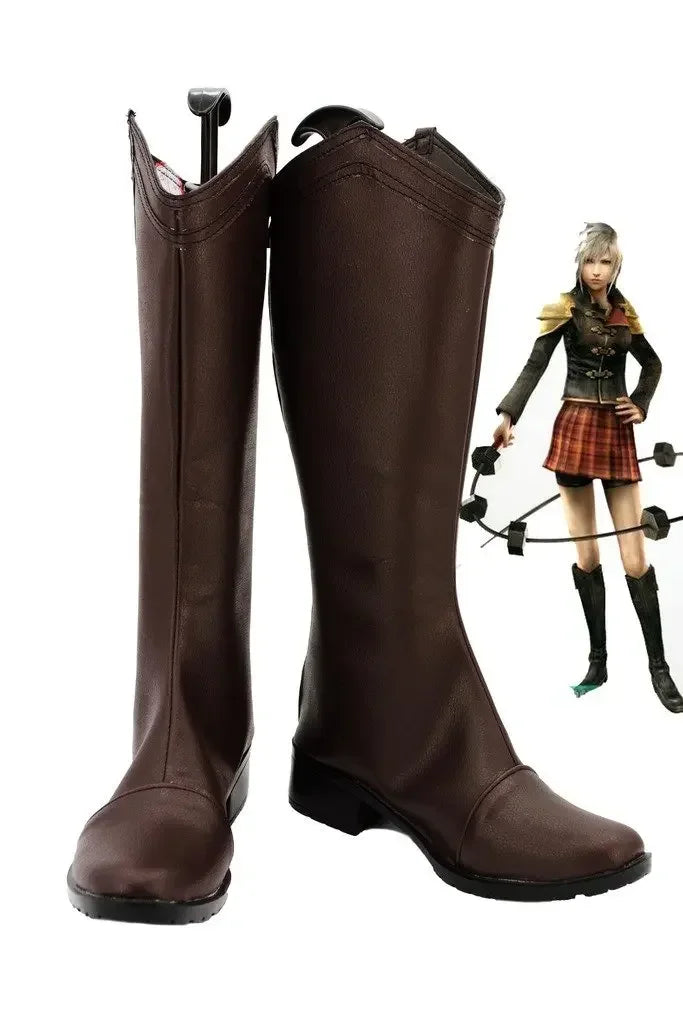 Final Fantasy Type-0 Seven Cosplay Boots Brown Shoes