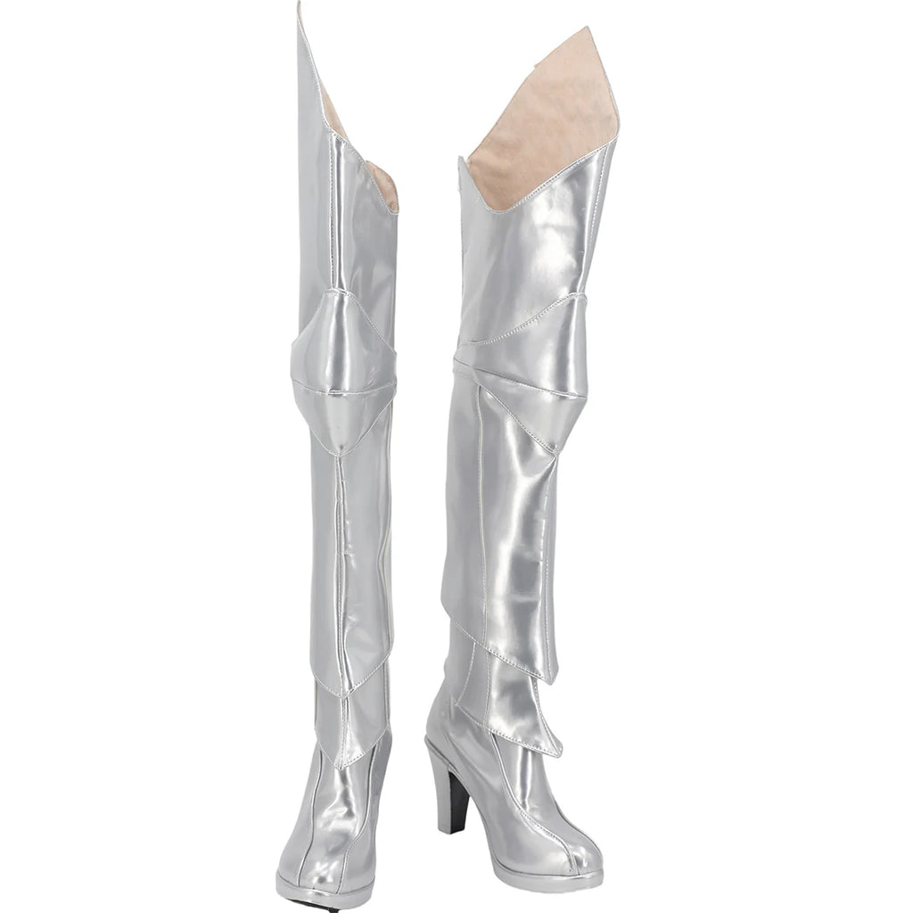 Fate Grand Order Artoria Pendragon Cosplay Shoes Silver Long Boots