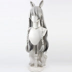 Arknights Pramanix Alternate Cosplay Wig Silver White Gradient Hair with Detachable Ears