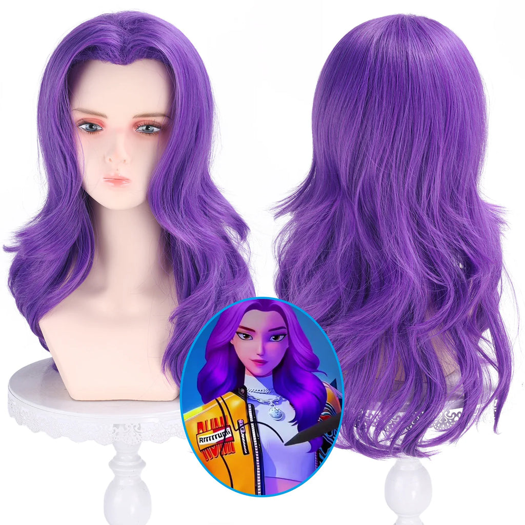 KPOP Lumi Demon Hunters Girl Group 60cm Mixed Purple Thick Cosplay Wig Straight Hair