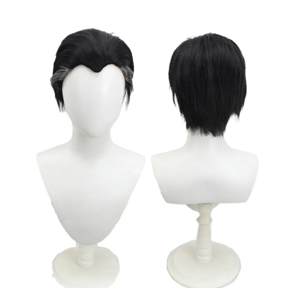 Perruque noire plaquée en arrière pour cosplay de Stephen Doctor Strange, costume d'Halloween et anime. 