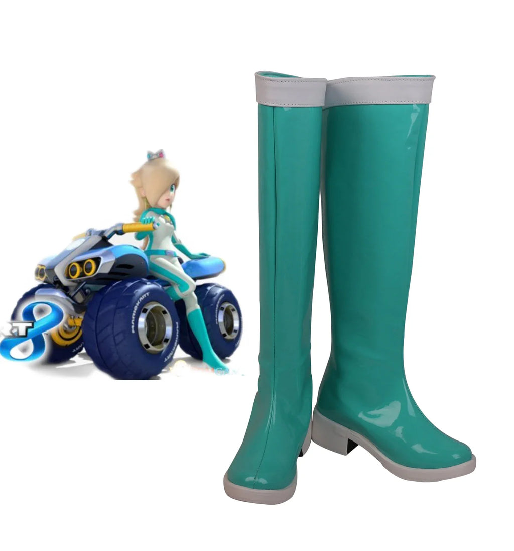 Mario Kart Princess Rosalina Cosplay Boots Green Shoes Custom Made