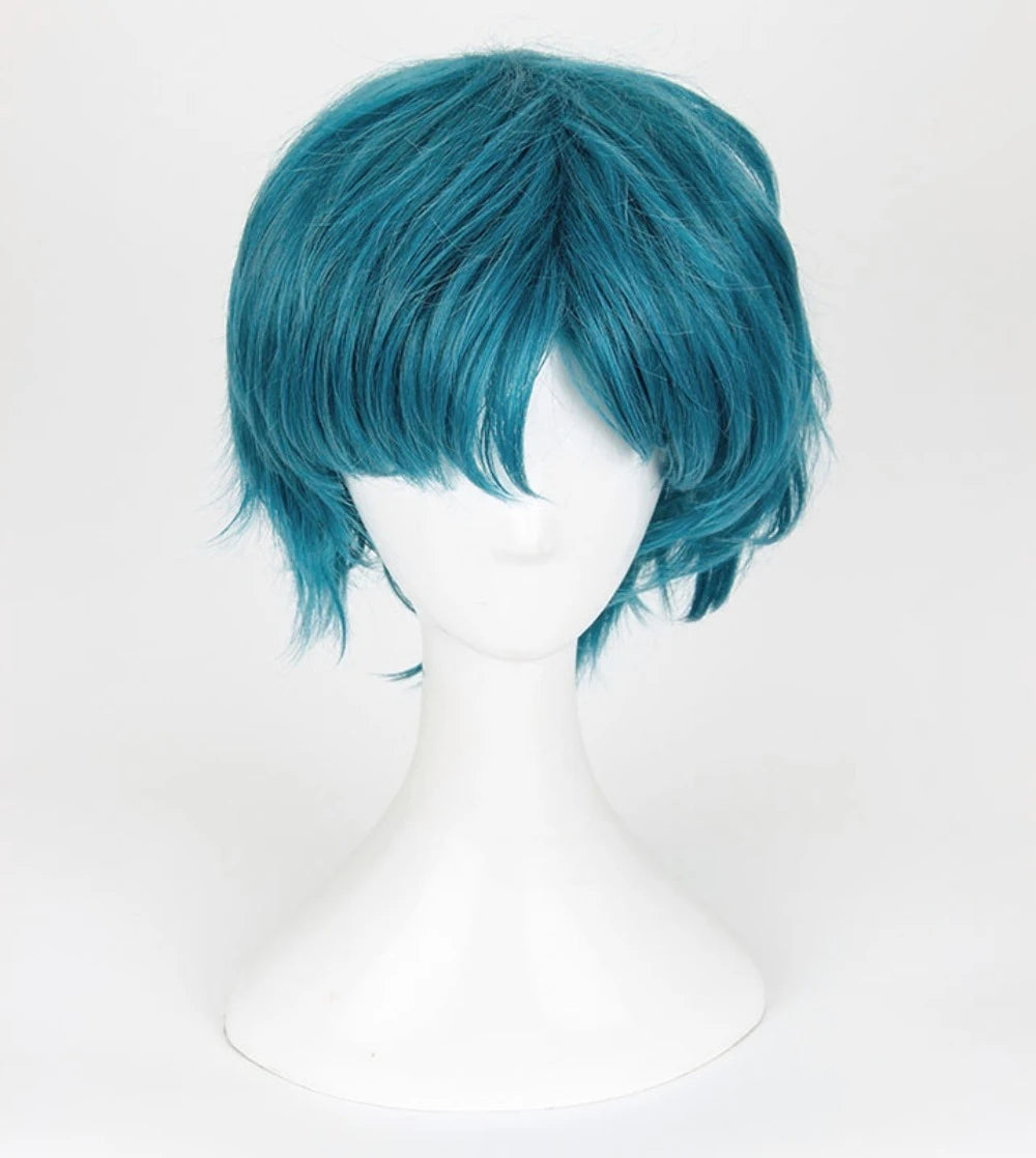 Perruque courte bleue Sailor Moon Mercury Ami Mizuno pour cosplay, cheveux encadrant le visage 