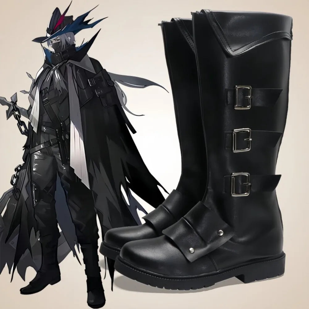 Arknights Ulpianus Cosplay Shoes Black Boots Custom Made