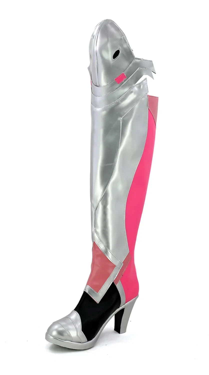 Overwatch OW Mercy Angela Ziegler Cosplay Boots Pink Skin Shoes Custom Made