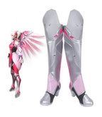Overwatch Mercy Cosplay Boots Angela Ziegler Pink Shoes