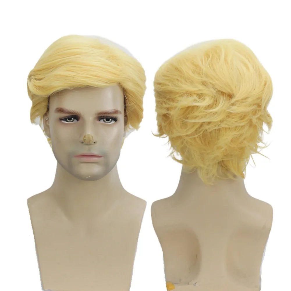 Donald Trump Golden Cosplay Wig Short Hair for Cosplay Costume Party
