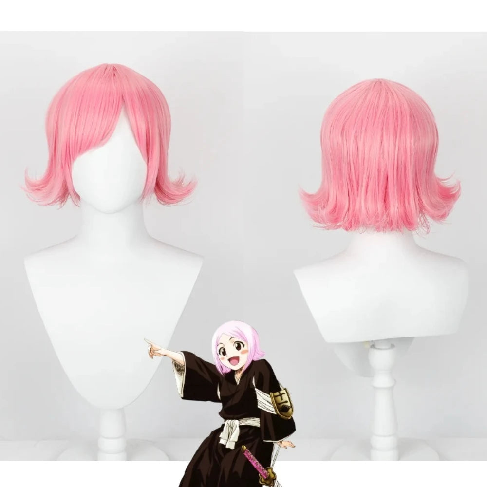 Perruque rose courte à pointes, style anime, pour cosplay de Yachiru Kusajishi (Bleach) 