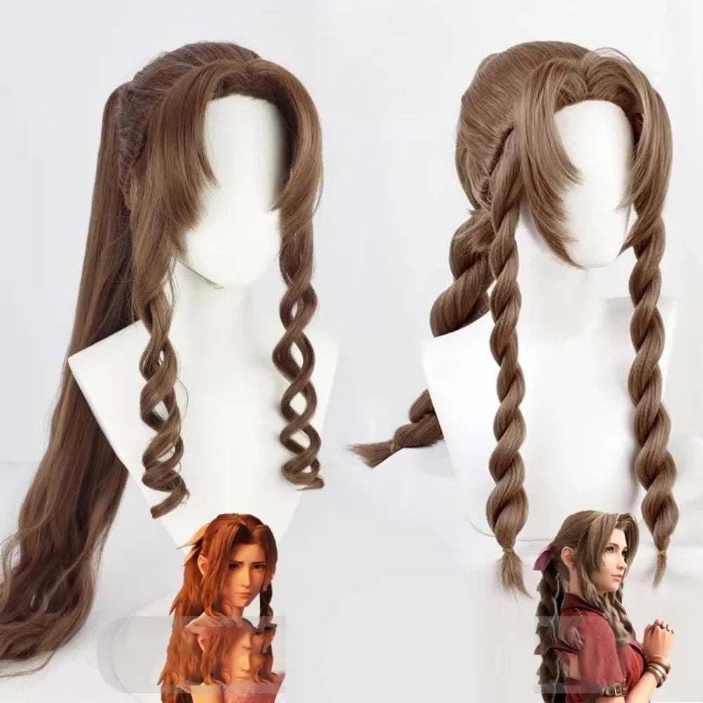 Final Fantasy VII Aerith Cosplay Wig Remake Version Hair