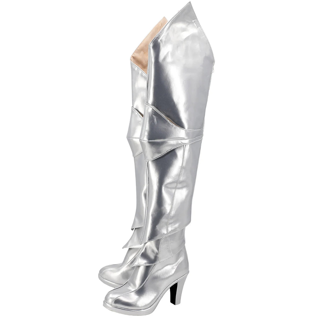 Fate Grand Order Artoria Pendragon Cosplay Shoes Silver Long Boots