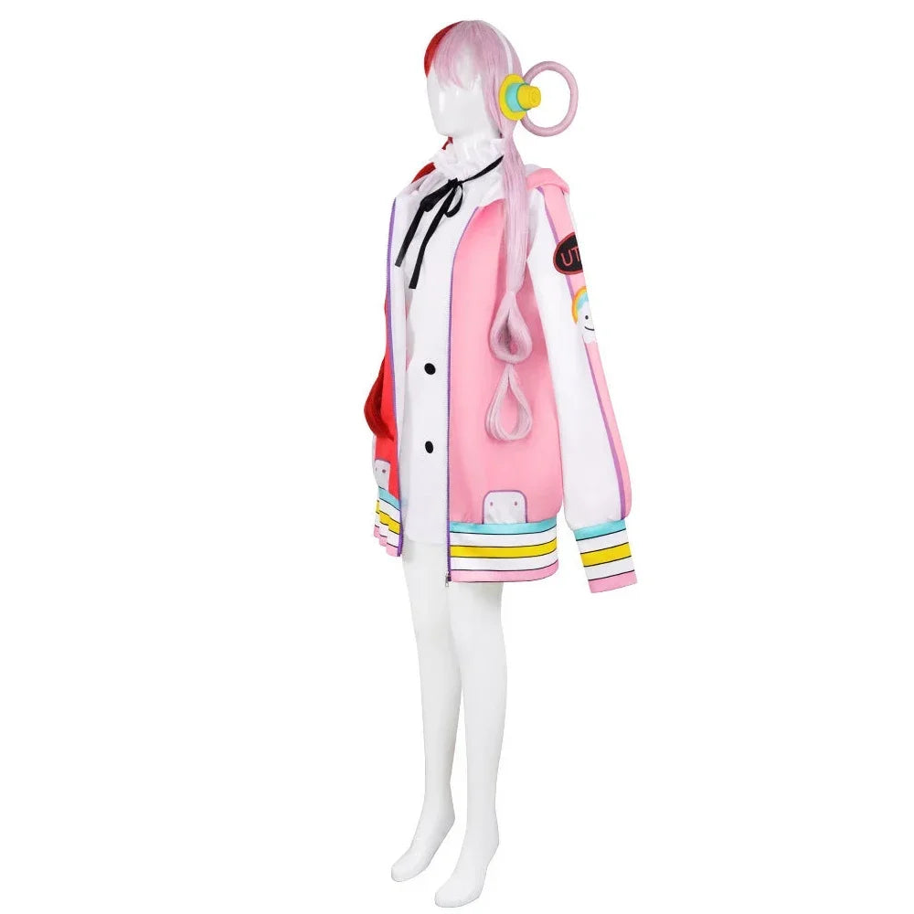 One Piece Uta Cosplay Costume Full Set, Outfit Wig Prop