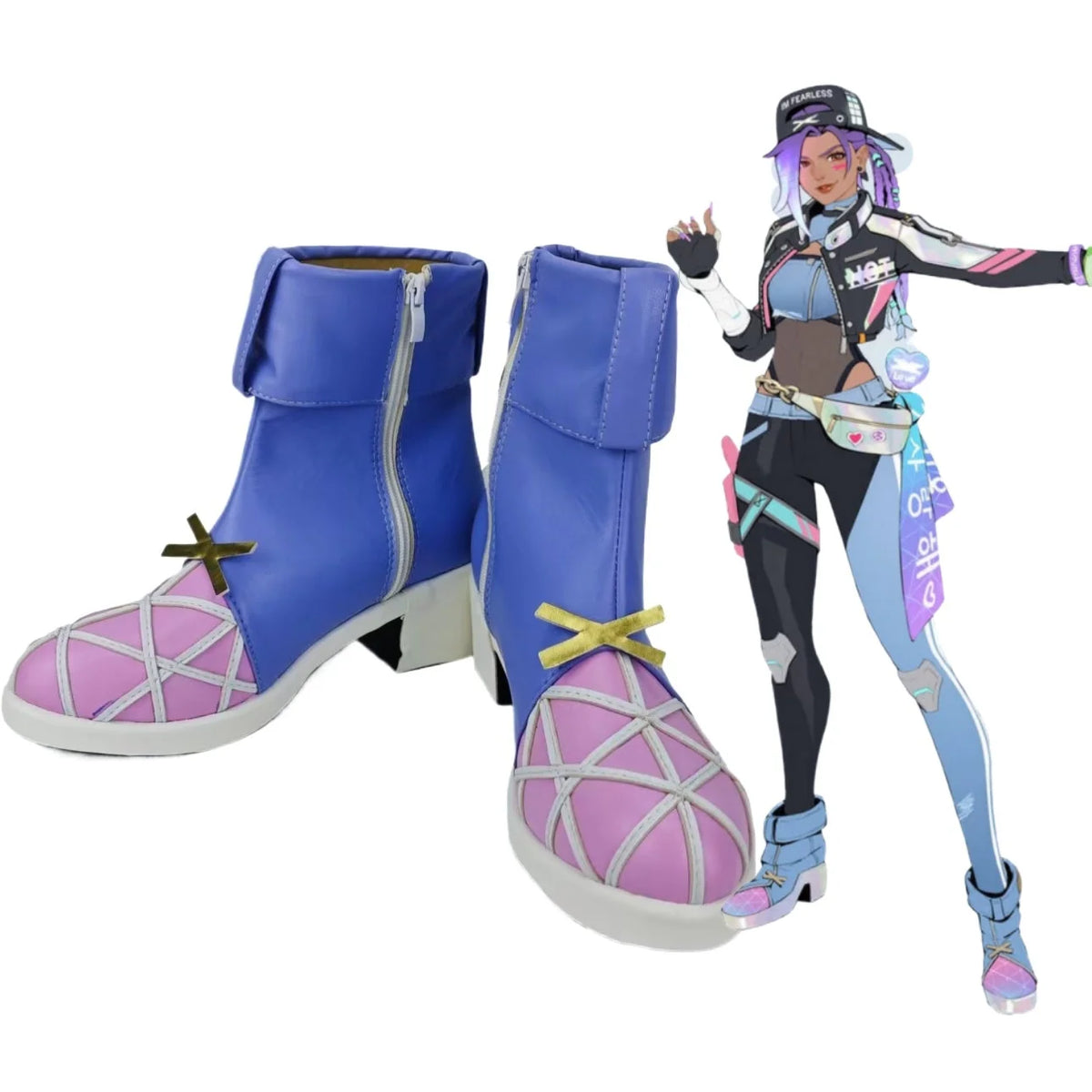 Overwatch Sombra Cosplay Boots Blue Shoes Custom Made