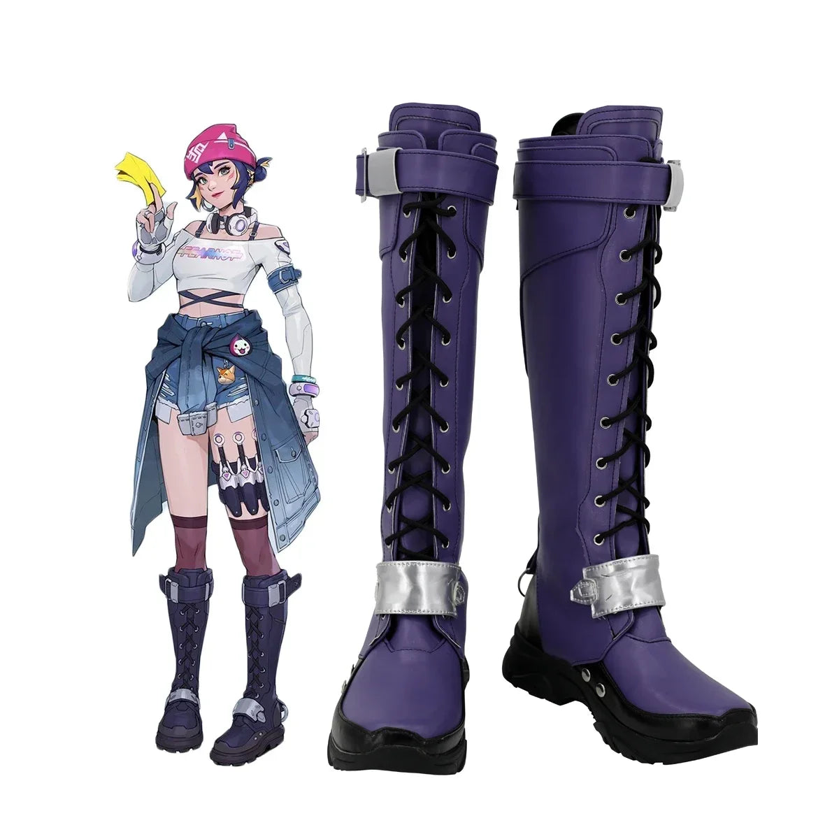 Overwatch Kiriko Cosplay Boots Purple Shoes Custom Made
