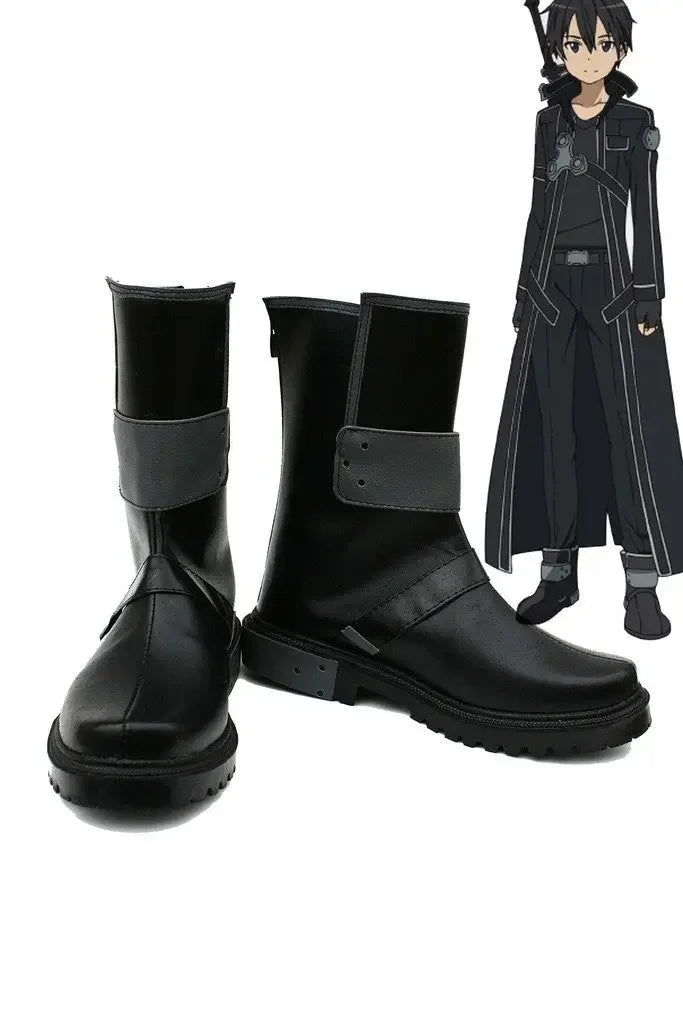 Sword Art Online Kirito Cosplay Boots Black Shoes Custom Made