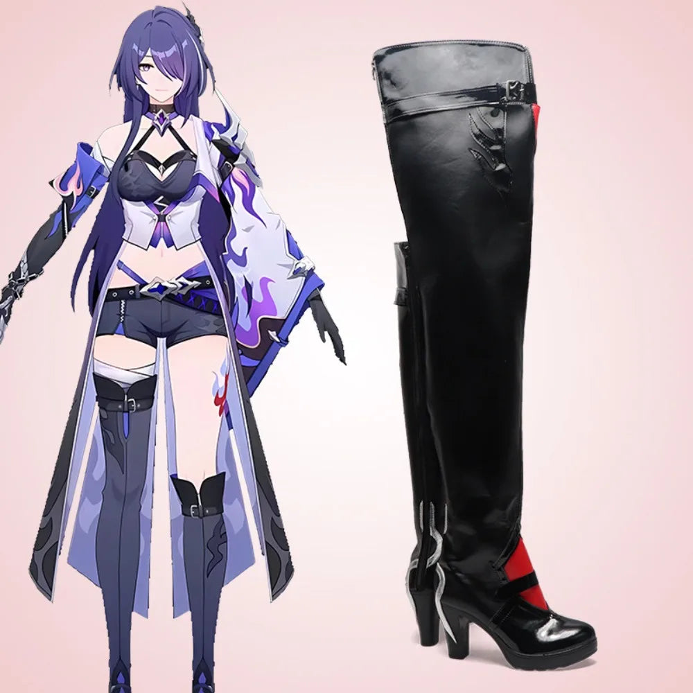 Honkai Star Rail Acheron Second Form Cosplay Shoes High Heel Boots