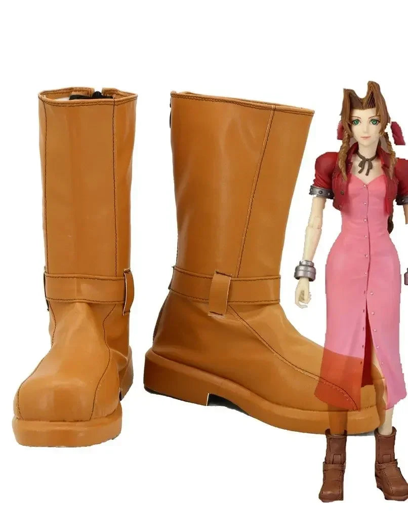 Final Fantasy VII Aerith Cosplay Shoes Orange Boots