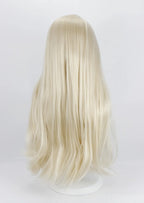 Perruque de cosplay Lucius Malfoy, blonde, longue et ondulée, beige 