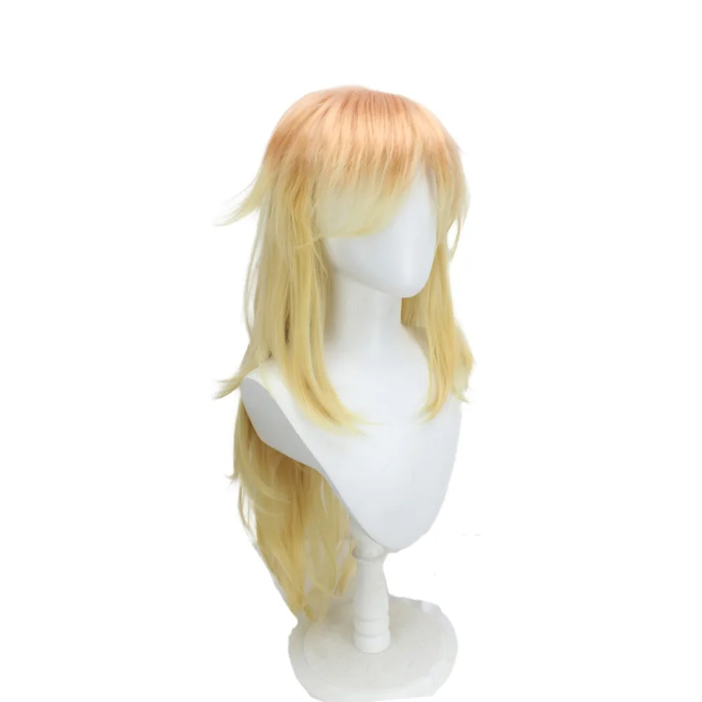 Perruque de cosplay de Kotetsu (Demon Slayer) - Coupe dégradée jaune ondulée 