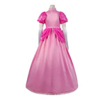 The Super Mario Bros Princess Peach Toadstool Cosplay Costume Pink Dress