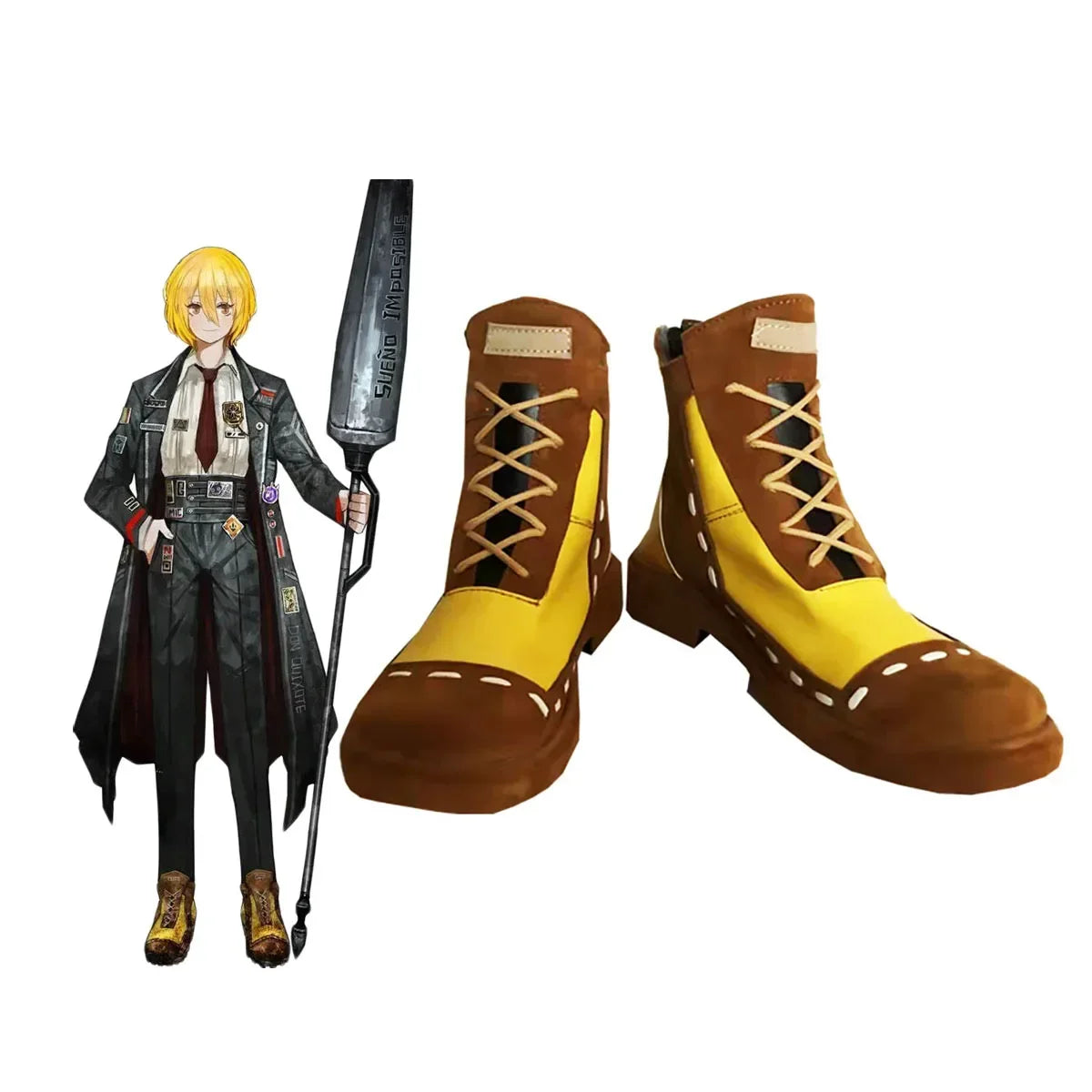 Limbus Company Don Quixote Cosplay Shoes Yellow Boots