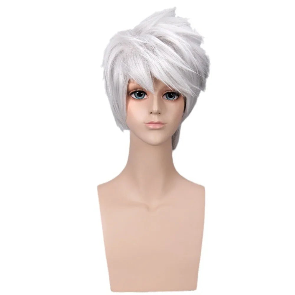 Naruto Hatake Kakashi Cosplay Wig Spiky Updo Silver Hair with Headband