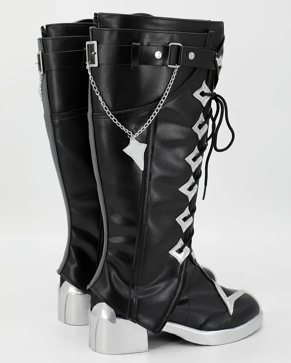 Bottes de cosplay Genshin Impact Flins, chaussures en cuir noir, fabriquées sur mesure, toutes tailles