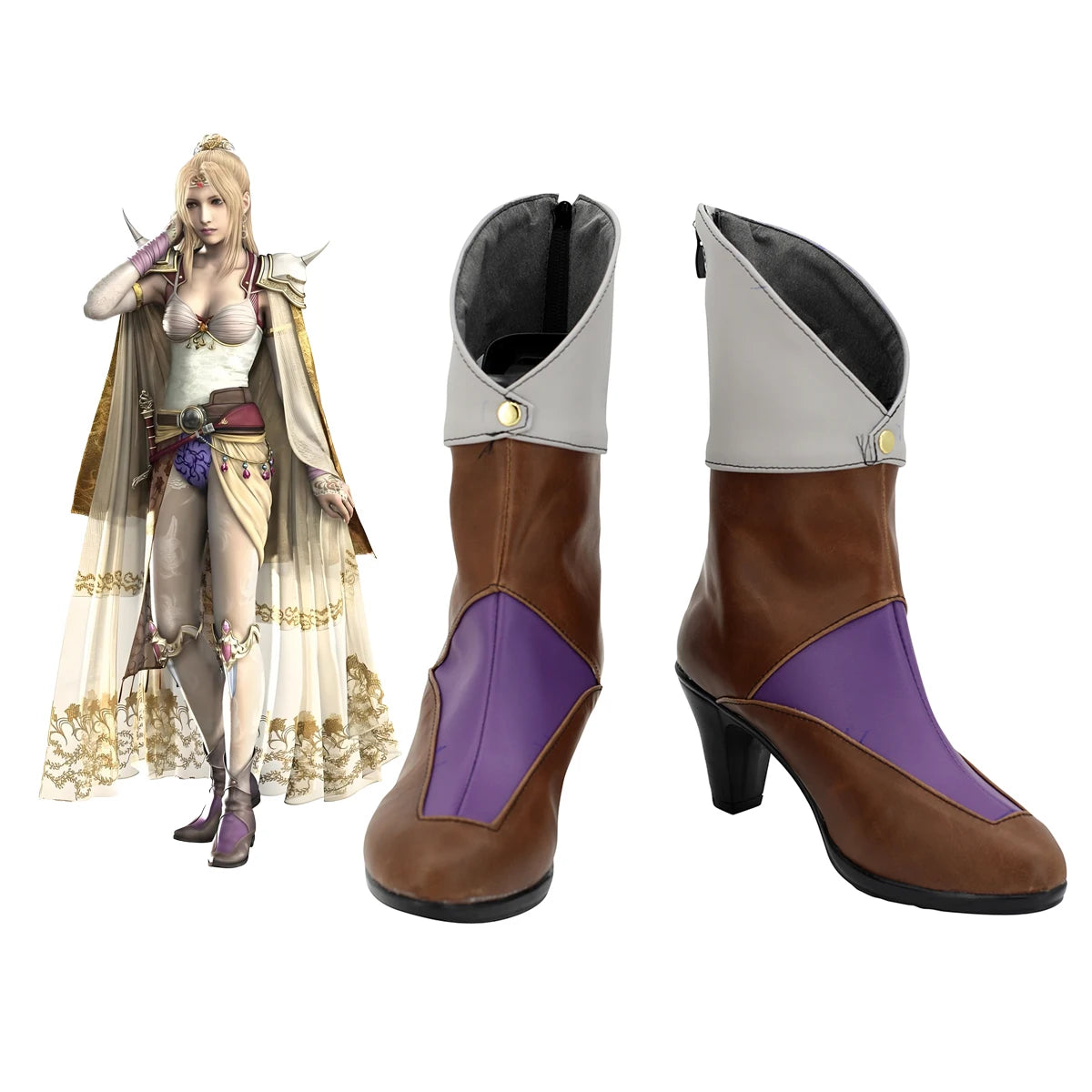 Final Fantasy FFIV Rosa Farrell Cosplay Boots High Heel Shoes