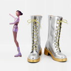 KPop Demon Hunters Zeoy Cosplay Shoes Silver Boots Custom Made Any Size