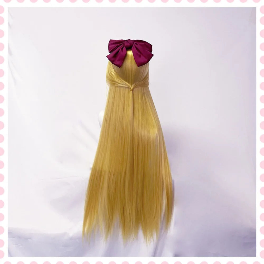 Perruque longue blonde lisse pour cosplay Sailor Moon Venus Minako Aino 