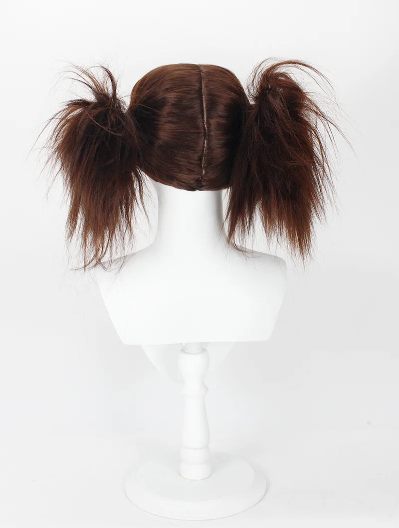 Perruque cosplay Jujutsu Kaisen Choso Oni-chan, châtain foncé, couettes doubles, cheveux synthétiques résistants à la chaleur 