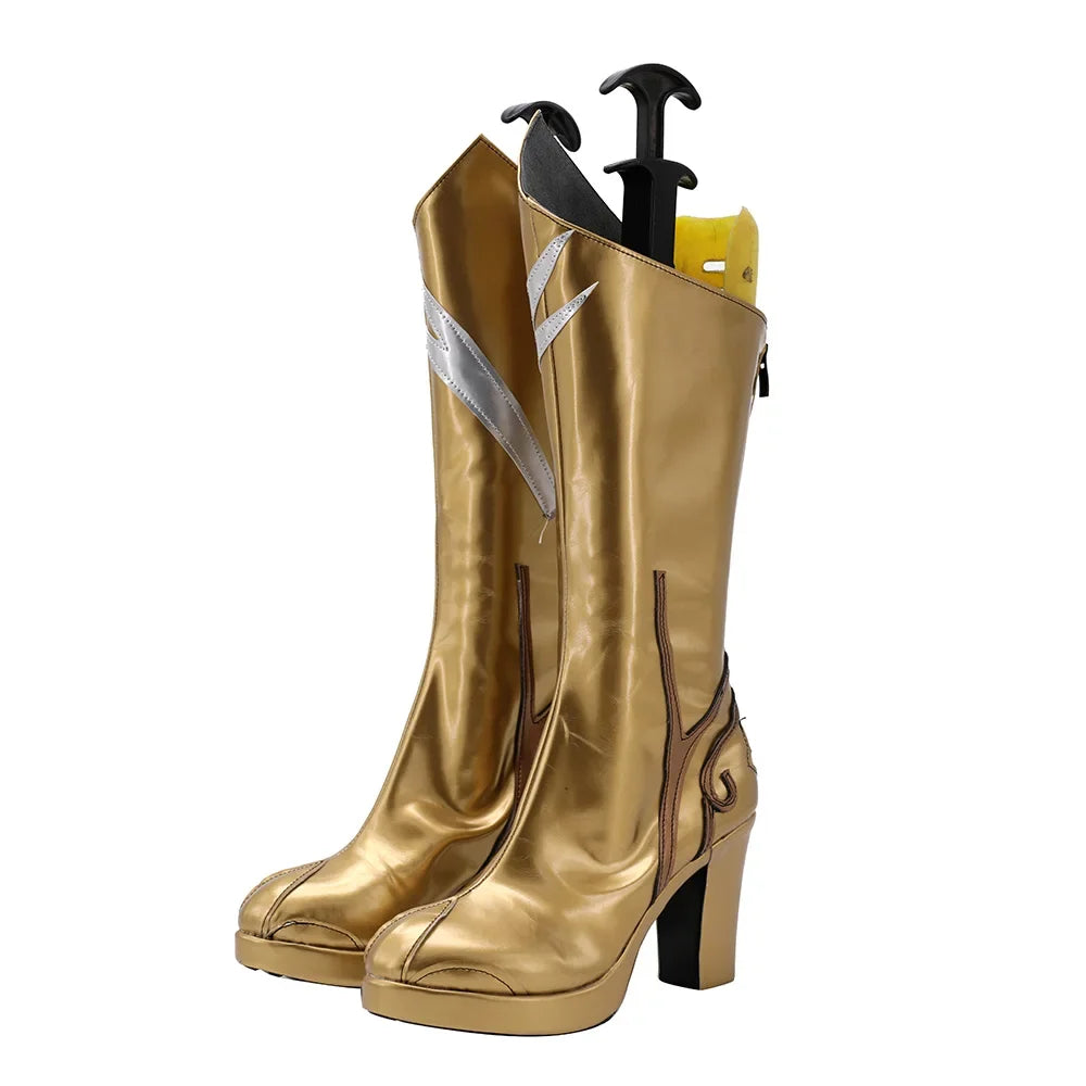 LOL Riven Prestige Valiant Sword Cosplay Shoes High Heel Gold Shoes