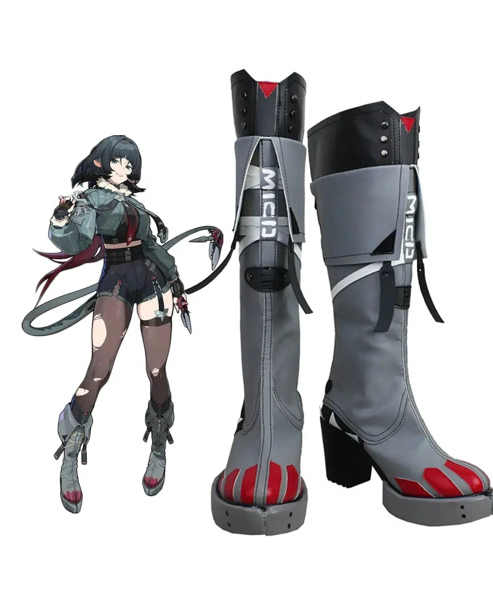 Zenless Zone Zero Jane Doe Cosplay Boots Grey Shoes