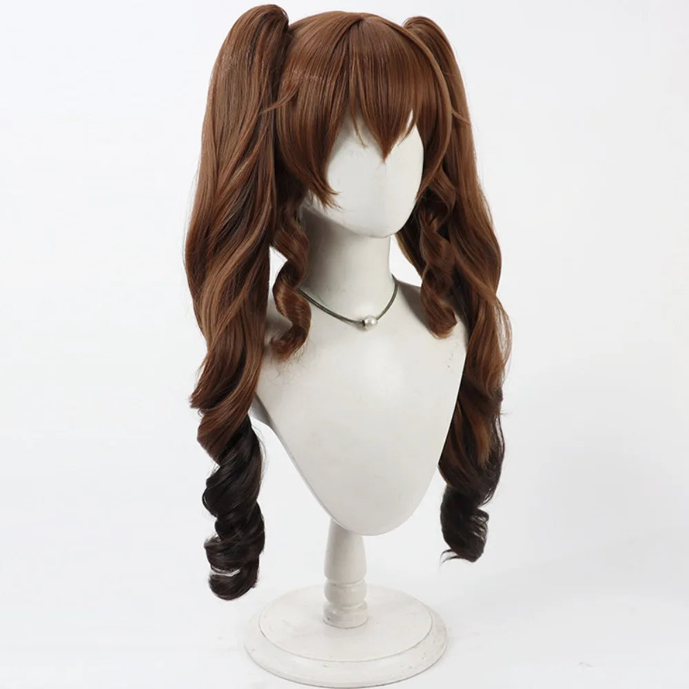 Arknights Endfield Gerpetta Cosplay Wig Split Ponytail Brown Hair