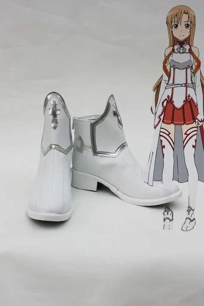 SAO Sword Art Online Asuna Yuuki Cosplay Shoes White Boots