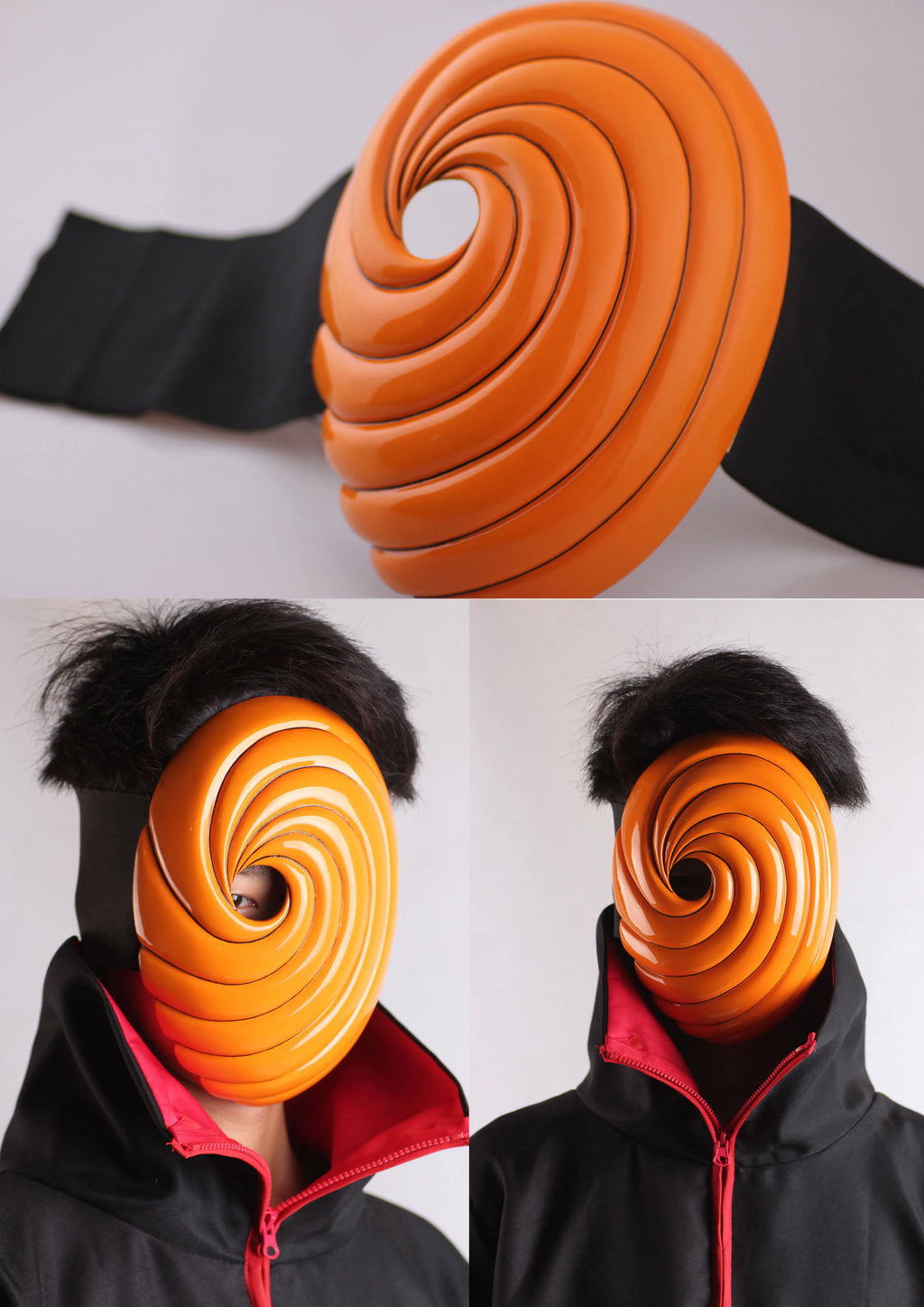 Narutp Tobi Cosplay Mask with Extra Wide Adjustable Straps Obito Uchiha Akatsuki Cosplay Prop