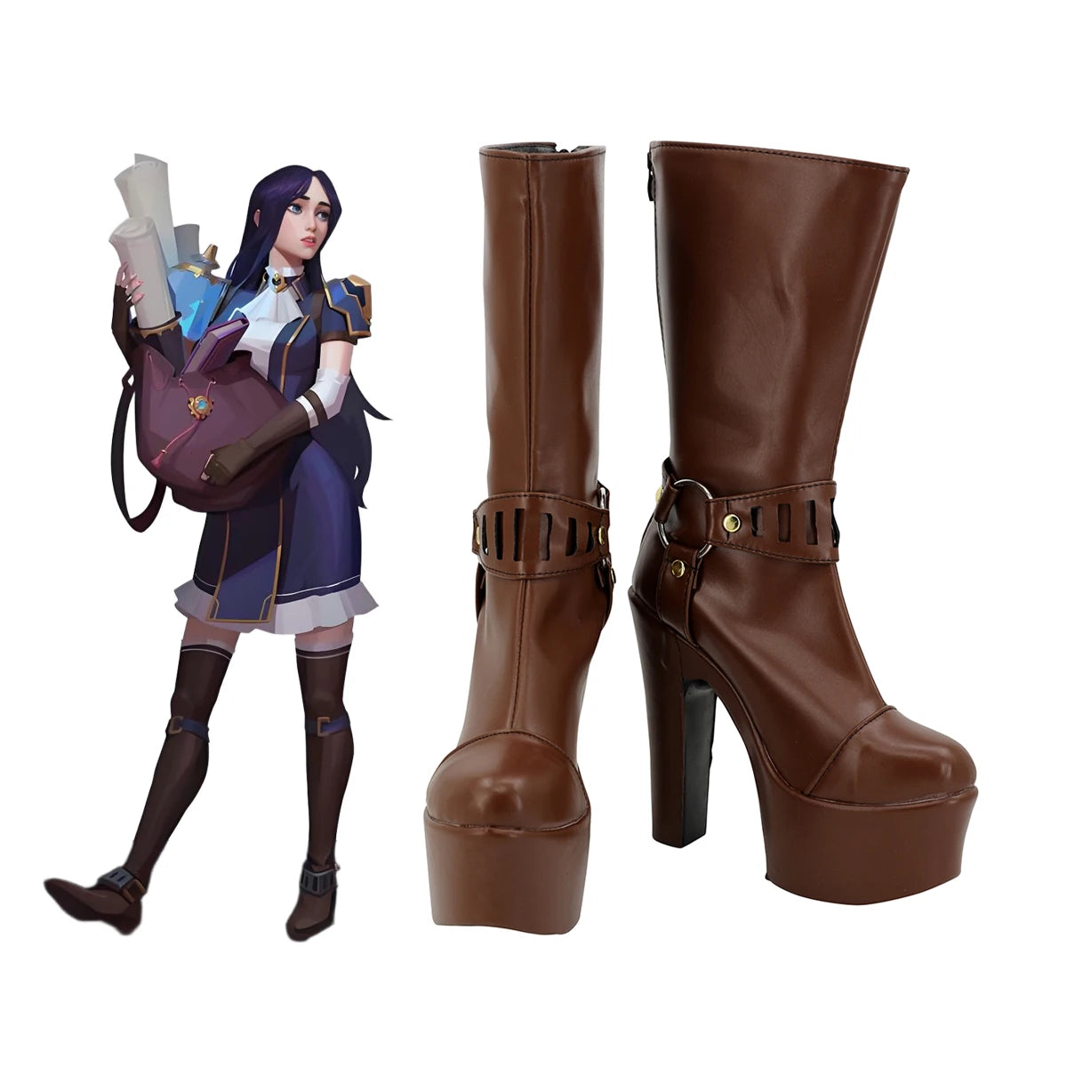 LOL Arcane Caitlyn Cosplay Boots High Heel Shoes