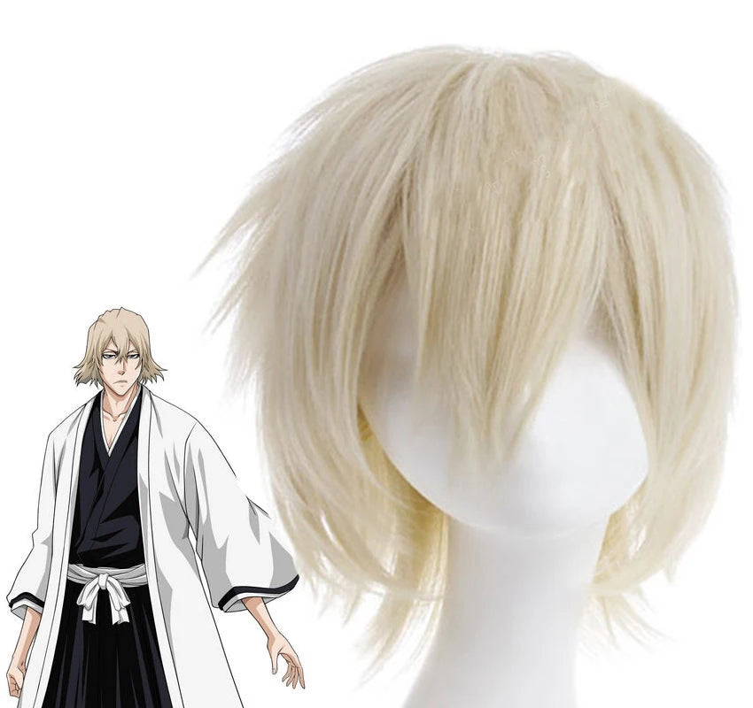 Costume de cosplay complet d'Urahara Kisuke (Bleach) : chapeau, sandales geta, kimono et perruque. 