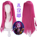 KPOP Demon Hunters Girl Group Ramie Cosplay Wig 70cm Pink Hair for Kids
