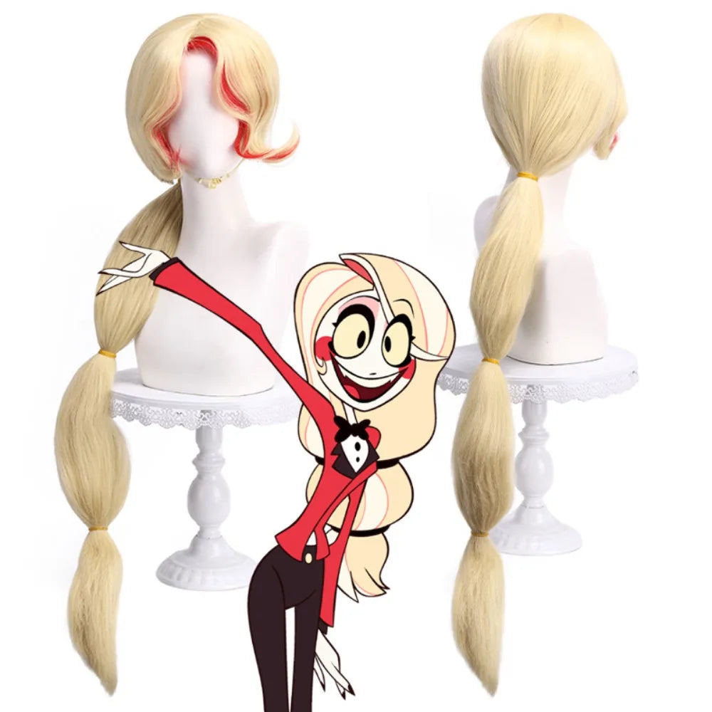Perruque blonde en queue de cheval pour cosplay de Charlie Morningstar (Hazbin Hotel)