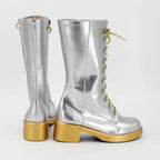 KPop Demon Hunters Zeoy Cosplay Shoes Silver Boots Custom Made Any Size