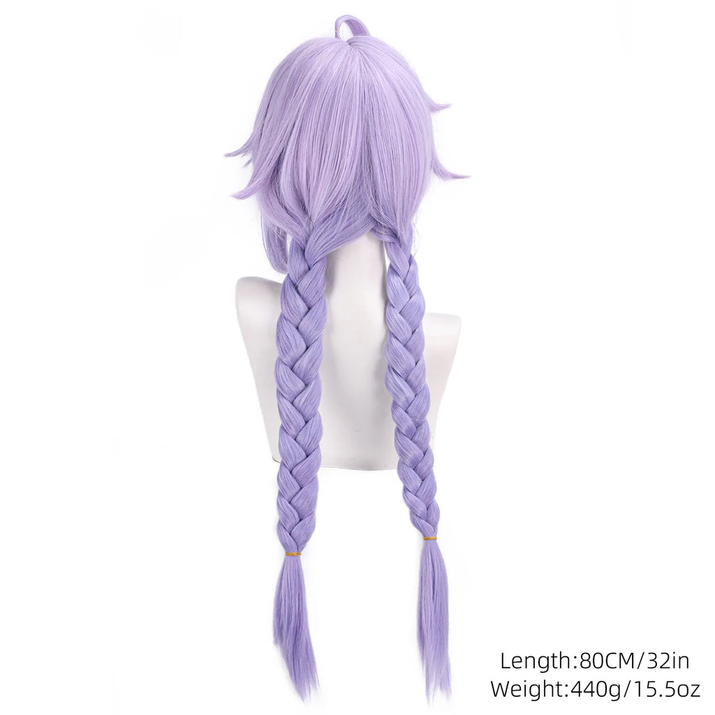 Honkai Star Rail Bailu Cosplay Wig Gradual Purple Long Braided Twintails