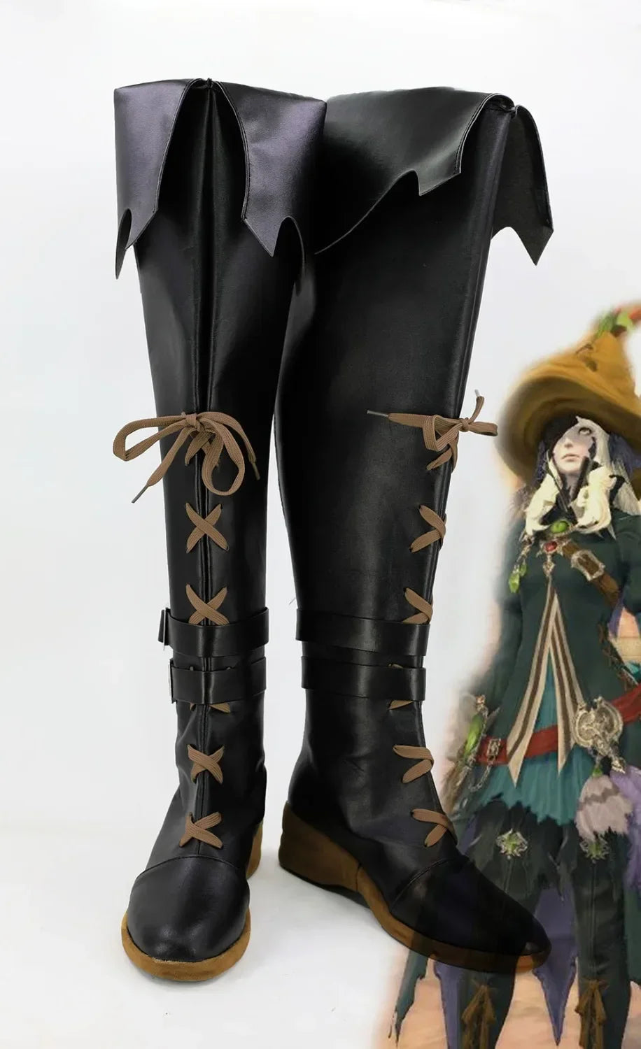 Final Fantasy XIV BLACK MAGE Cosplay Shoes Black Boots Custom Made
