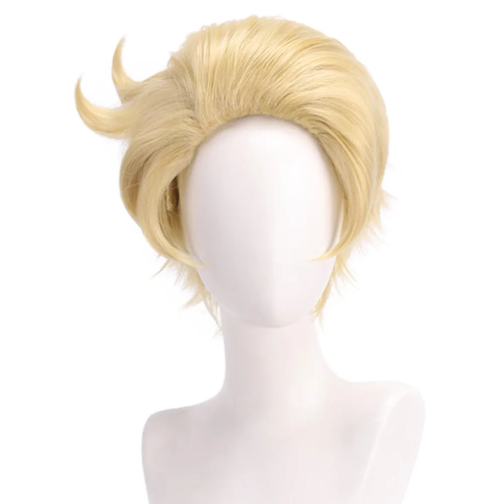 Perruque de cosplay Lucifer de Hazbin Hotel, cheveux courts blonds blancs