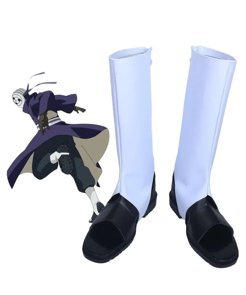 Naruto Uchiha Obito Cosplay Boots White Shoes 