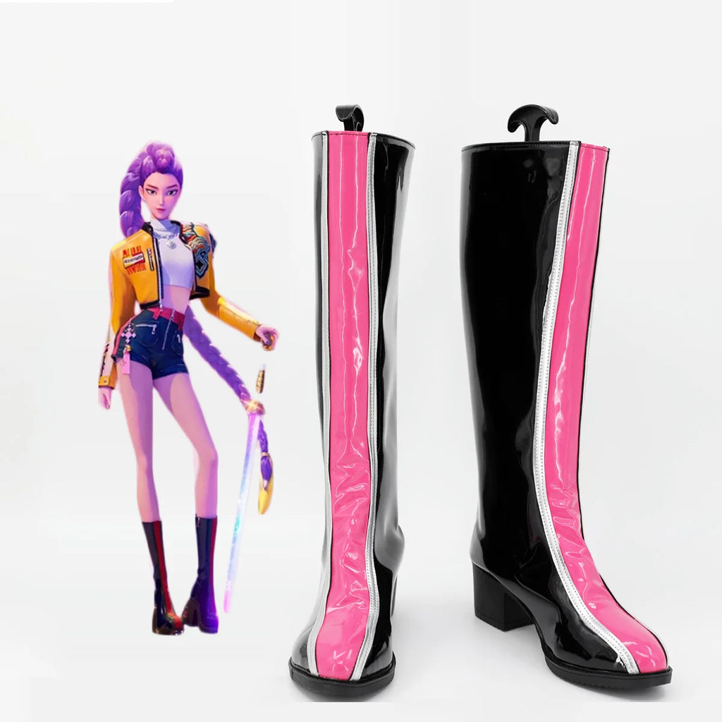 KPop Demon Hunters Rumi Cosplay Shoes Black Boots Custom Made