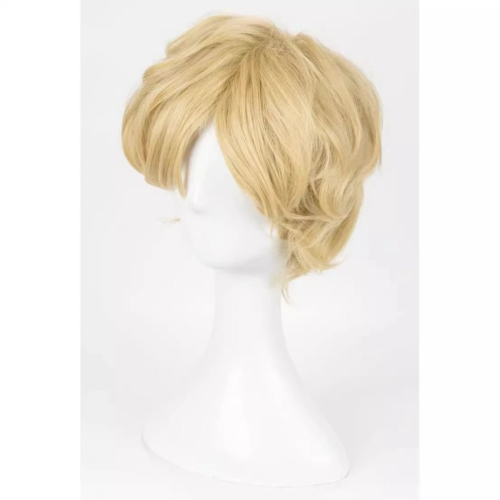 Perruque de cosplay Sailor Moon Uranus Haruka, cheveux courts ondulés blond clair 