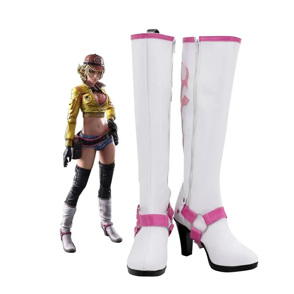 Final Fantasy 15 Cindy Aurum Cosplay Boots High Heel White Shoes