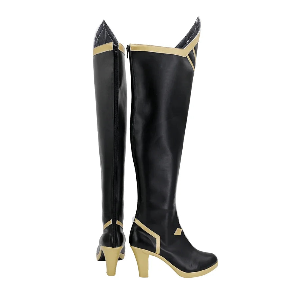 FGO Altria Pendragon Cosplay Boots Black Over Knee High Heel Custom Shoes